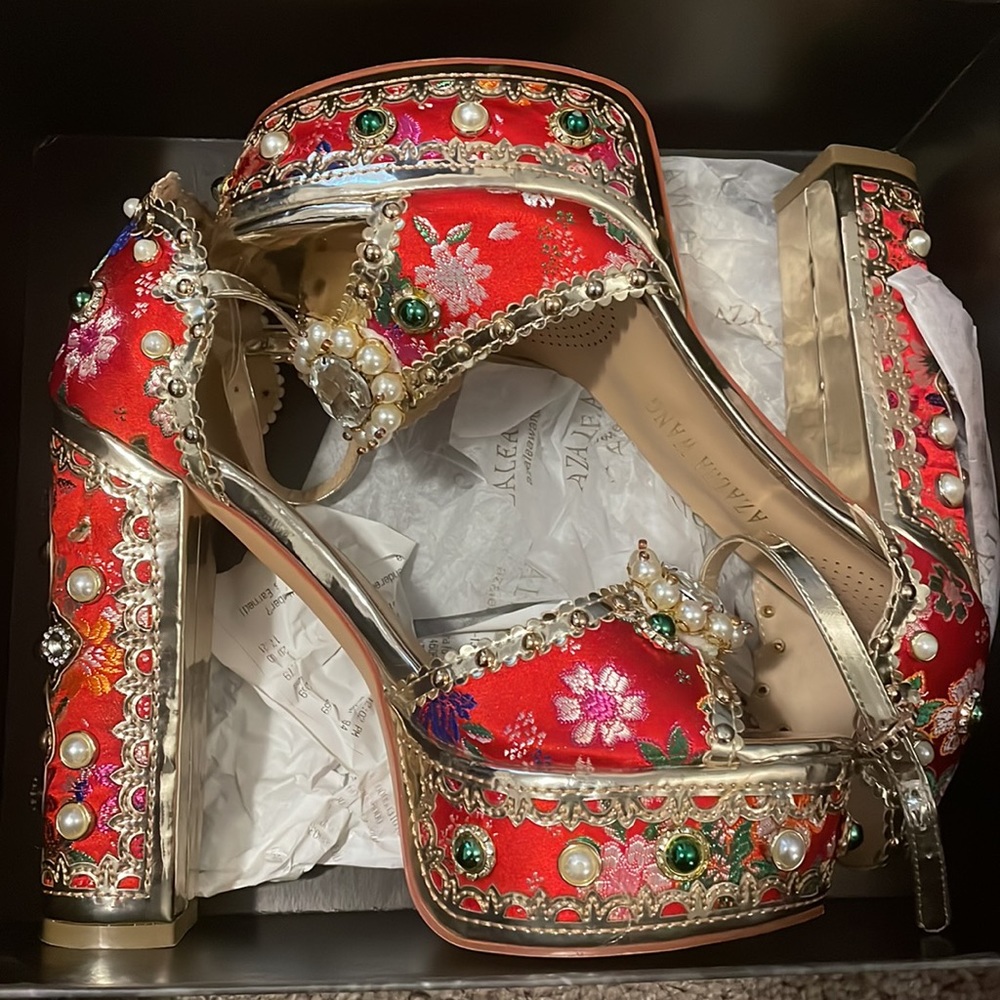 Platform heels worn once comes with box